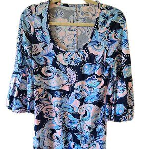 Lilly Pulitzer Carlile Dress High Tide Holy Flockamolie Women's Size XS